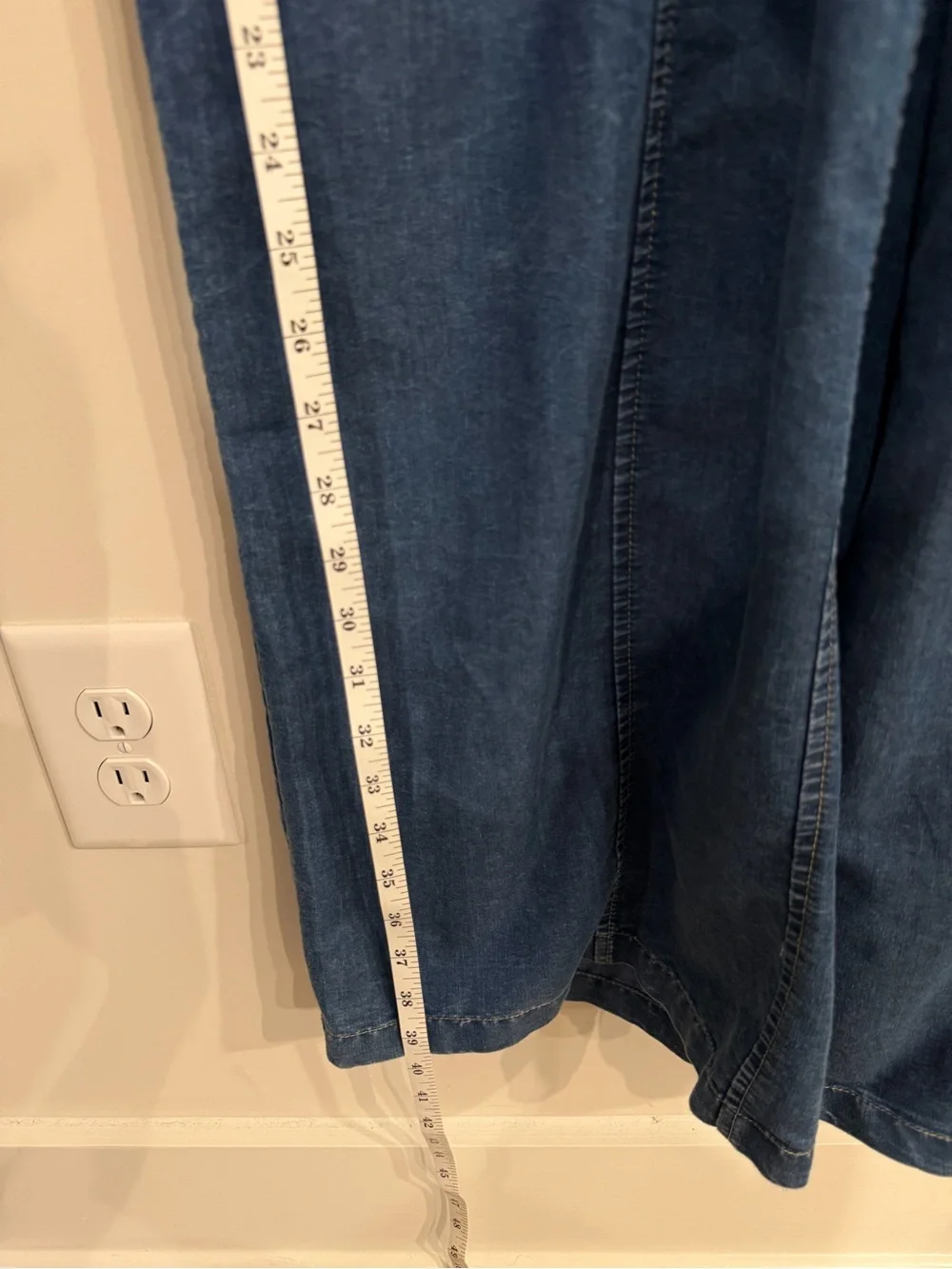 indulge Medium Blue Denim Button-Up Jumpsuit with Drawstring